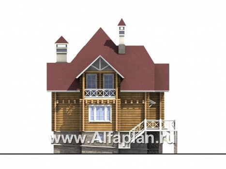 Проекты домов Альфаплан - «Транк Хаус» - деревянный дом с террасой - превью фасада №3