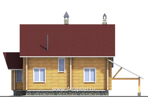 Проекты домов Альфаплан - «Л-Хаус» - деревянный дом с навесом для машины - превью фасада №4