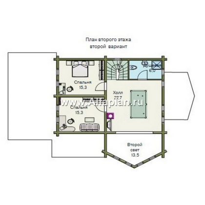 Проекты домов Альфаплан - «Л-Хаус» - деревянный дом с навесом для машины - превью плана проекта №3