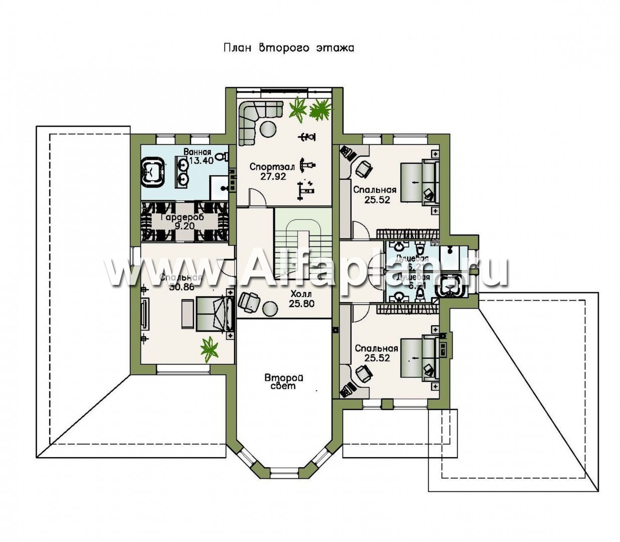 Проекты домов Альфаплан - «Пятьсот квадратов»-комфортабельный загородный особняк бизнес класса - изображение плана проекта №2