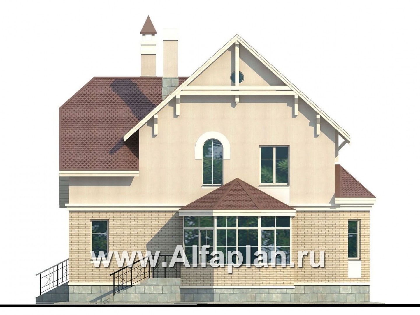 Проекты домов Альфаплан - «Успех» -двухэтажный дом  с верандой и эркером - изображение фасада №4
