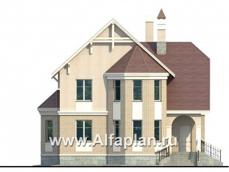 Проекты домов Альфаплан - «Успех» -двухэтажный дом  с верандой и эркером - превью фасада №1