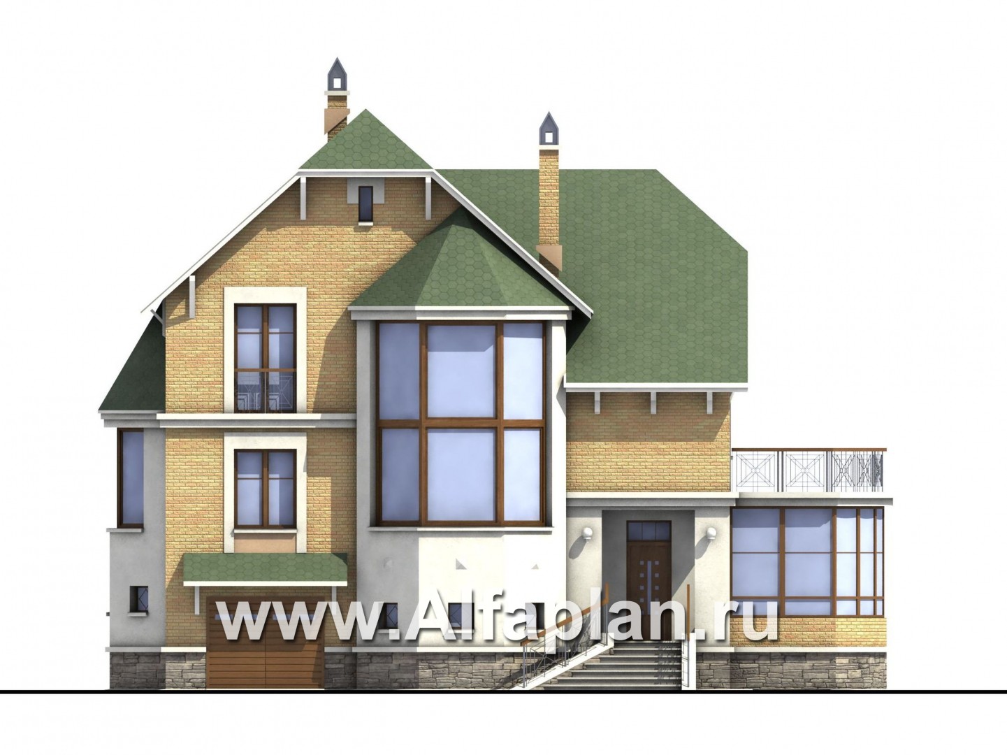 Проекты домов Альфаплан - «Крестный Пачино»  - фешенебельный загородный дом - изображение фасада №1