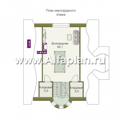 Проекты домов Альфаплан - «Барби-Холл»  - коттедж с полукруглым эркером - превью плана проекта №3