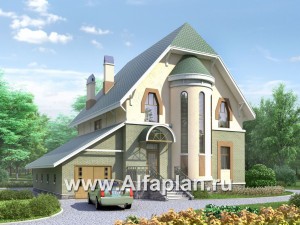 Проекты домов Альфаплан - «Барби-Холл»  - коттедж с полукруглым эркером - превью основного изображения