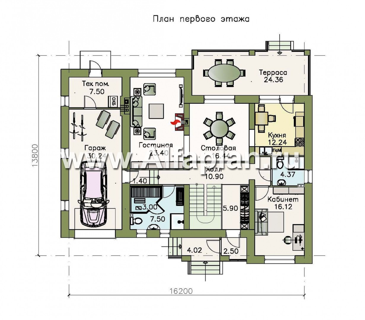 Проекты домов Альфаплан - «Айвенго» — особняк для большой семьи с жилой мансардой и гаражом - изображение плана проекта №1