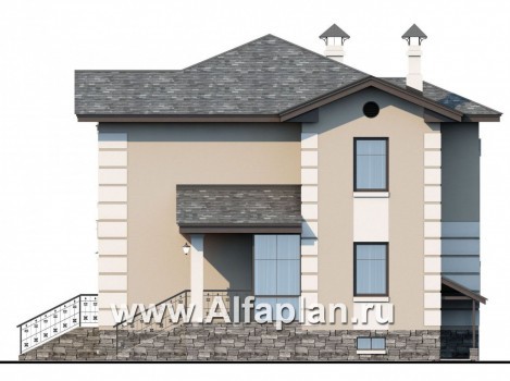 Проекты домов Альфаплан - «Знаменка плюс» - удобный и компактный коттедж с цоколем - превью фасада №2