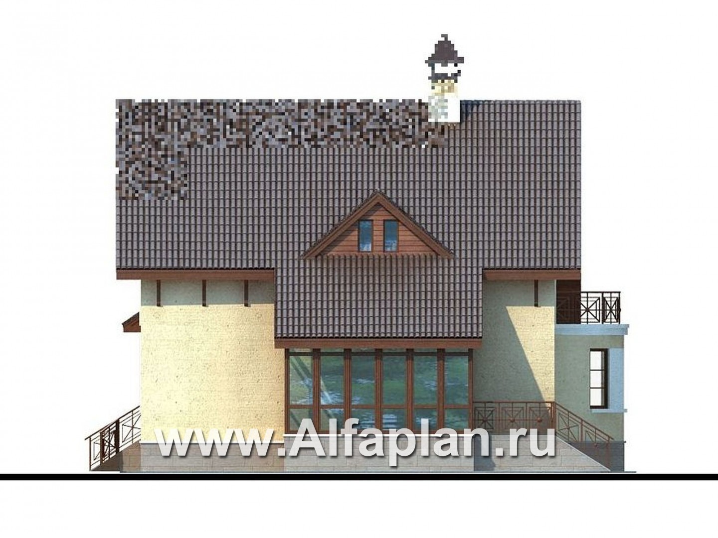 Проекты домов Альфаплан - «Оптимус» - оптимальный коттедж с двускатной кровлей - изображение фасада №2