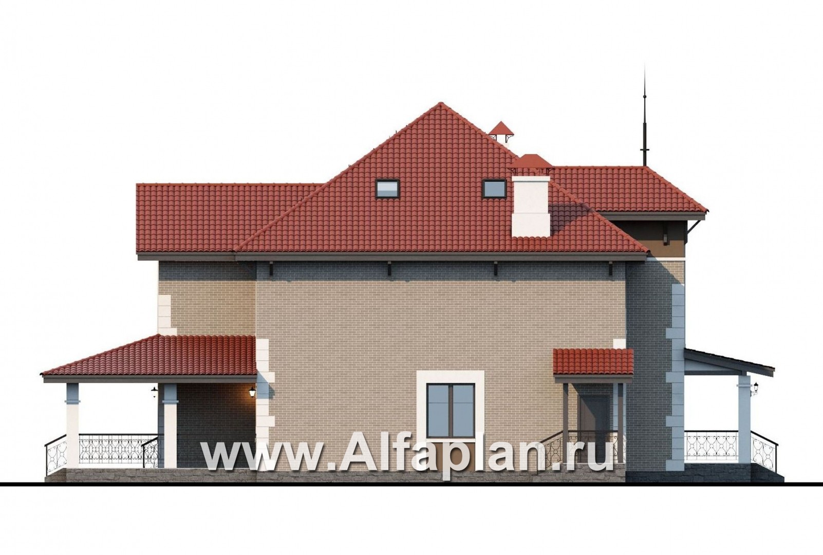 Проекты домов Альфаплан - «Демидов» - респектабельный особняк, в котором есть ВСЕ.... - изображение фасада №3