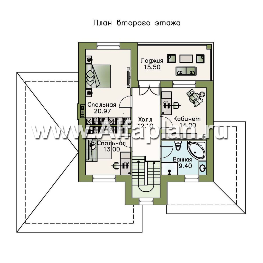 Проекты домов Альфаплан - «Кваренги» - классический коттедж с гаражом и террасой - план проекта №2