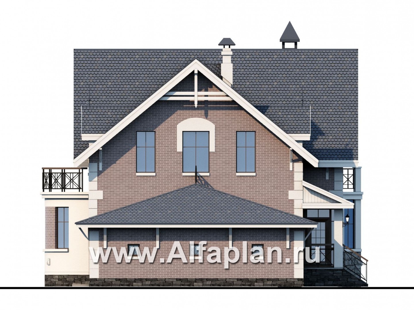 Проекты домов Альфаплан - «Стелла» - компактный дом с гаражом для маленького участка - изображение фасада №3