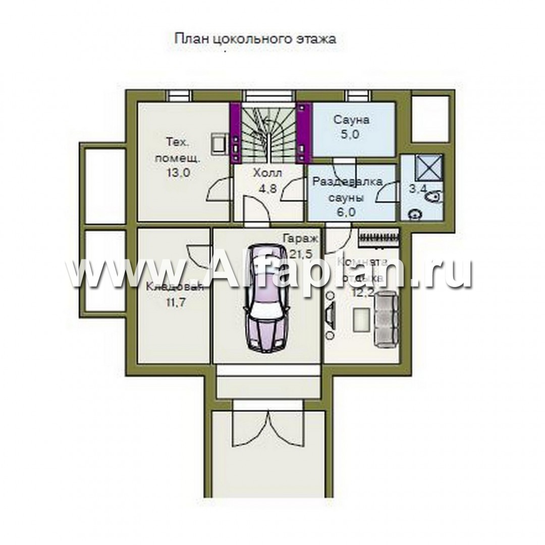 Проекты домов Альфаплан - «Дом светлячка» - трехэтажный дом из блоков с мансардой - изображение плана проекта №1