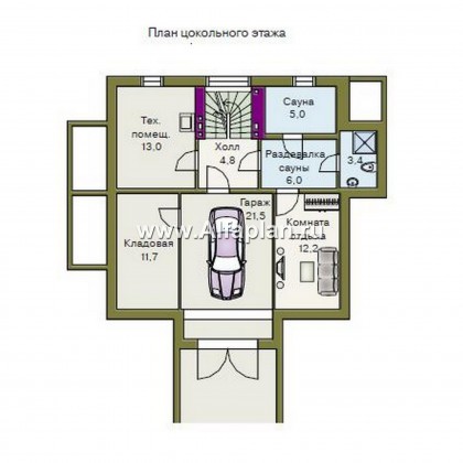 Проекты домов Альфаплан - «Дом светлячка» - трехэтажный дом из блоков с мансардой - превью плана проекта №1