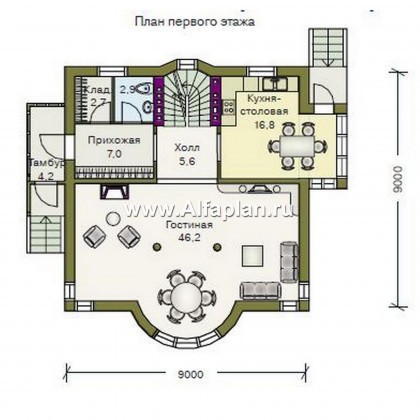 Проекты домов Альфаплан - «Дом светлячка» - трехэтажный дом из блоков с мансардой - превью плана проекта №2