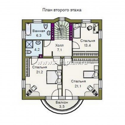 Проекты домов Альфаплан - «Дом светлячка» - трехэтажный дом из блоков с мансардой - превью плана проекта №3