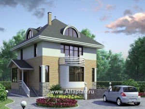 Проекты домов Альфаплан - «Дом светлячка» - трехэтажный дом из блоков с мансардой - превью основного изображения