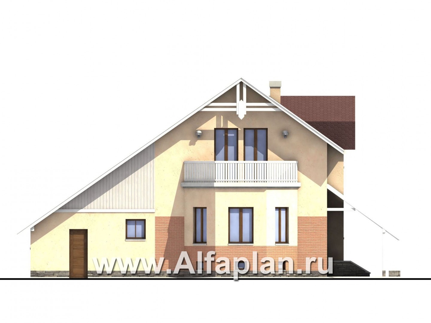 Проекты домов Альфаплан - «Конформ» - экономичный и комфортабельный дом - изображение фасада №4