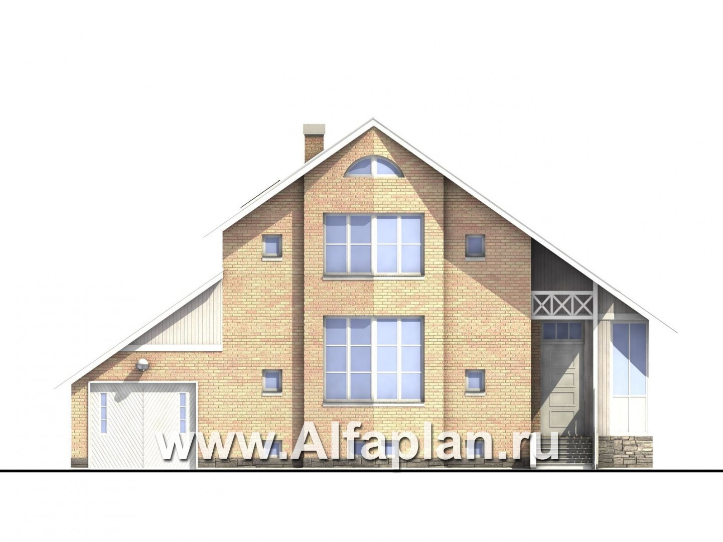 Проекты домов Альфаплан - «Конформ»  - загородный дом с гаражом и верандой - изображение фасада №1