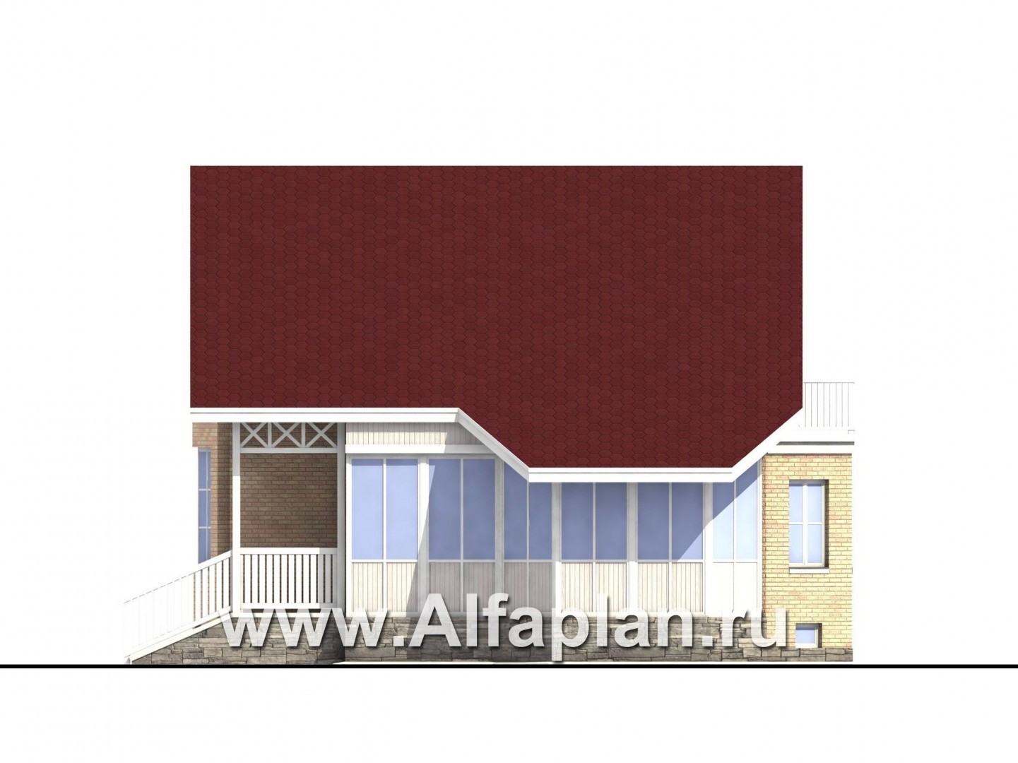 Проекты домов Альфаплан - «Конформ»  - загородный дом с гаражом и верандой - изображение фасада №2