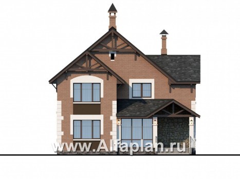 Проекты домов Альфаплан - «Плоды успеха» - комфортабельный коттедж с террасой-солярием - превью фасада №1