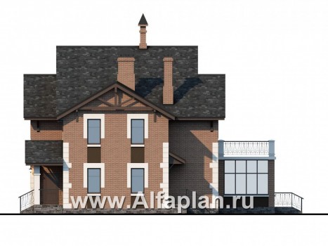 Проекты домов Альфаплан - «Плоды успеха» - комфортабельный коттедж с террасой-солярием - превью фасада №2