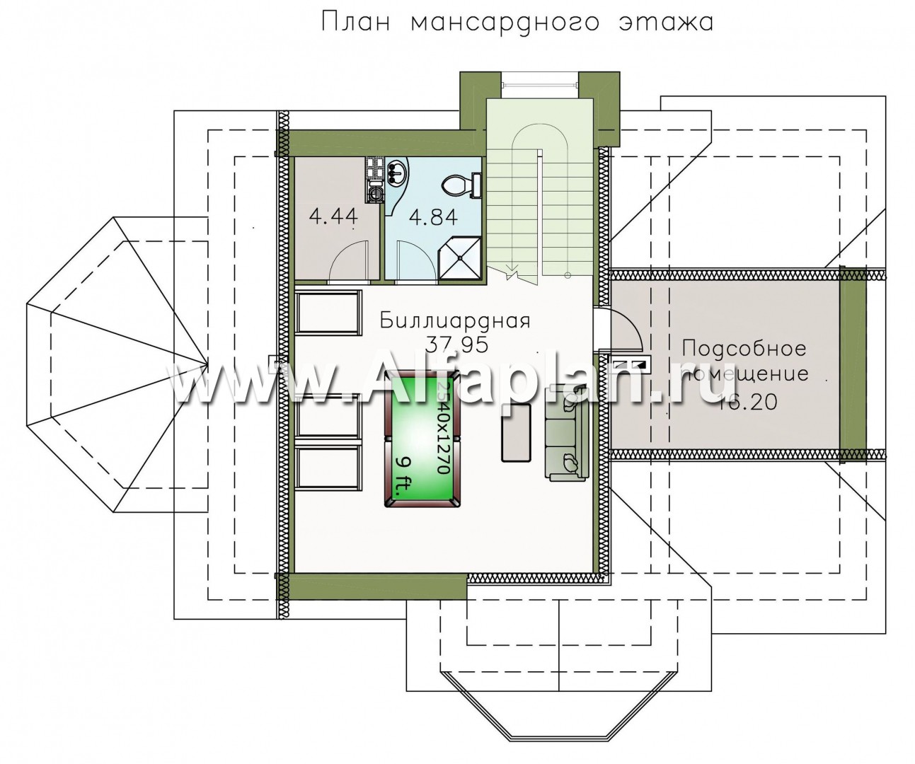 Проекты домов Альфаплан - «Ясная поляна» - удобный коттедж для большой семьи - изображение плана проекта №4