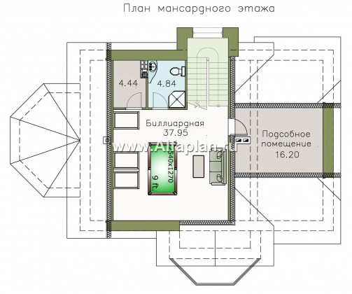 Проекты домов Альфаплан - «Ясная поляна» - удобный коттедж для большой семьи - превью плана проекта №4