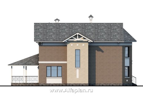 Проекты домов Альфаплан - «Clever» - классический коттедж с гаражом и террасой - превью фасада №3