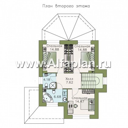Проекты домов Альфаплан - «Фея сирени» — изящный дом для небольшого участка - превью плана проекта №2