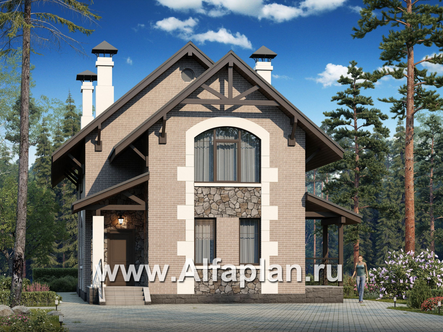 Проекты домов Альфаплан - «Одетта»- компактный дом для узкого участка - дополнительное изображение №1