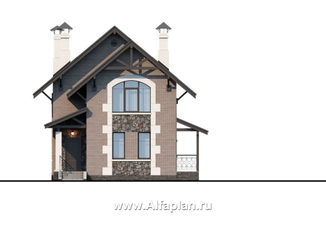 Проекты домов Альфаплан - «Одетта»- компактный дом для узкого участка - превью фасада №1