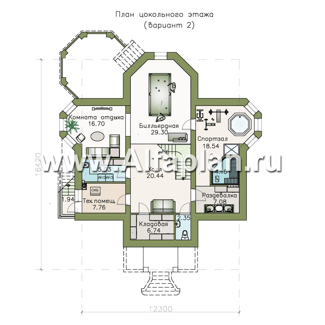 Проекты домов Альфаплан - «Головин плюс» - особняк в стиле Петровских традиций - план проекта №2