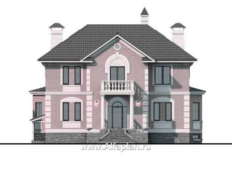 Проекты домов Альфаплан - «Головин плюс» - особняк в стиле Петровских традиций - превью фасада №1