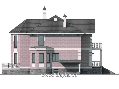 Проекты домов Альфаплан - «Головин плюс» - особняк в стиле Петровских традиций - превью фасада №3