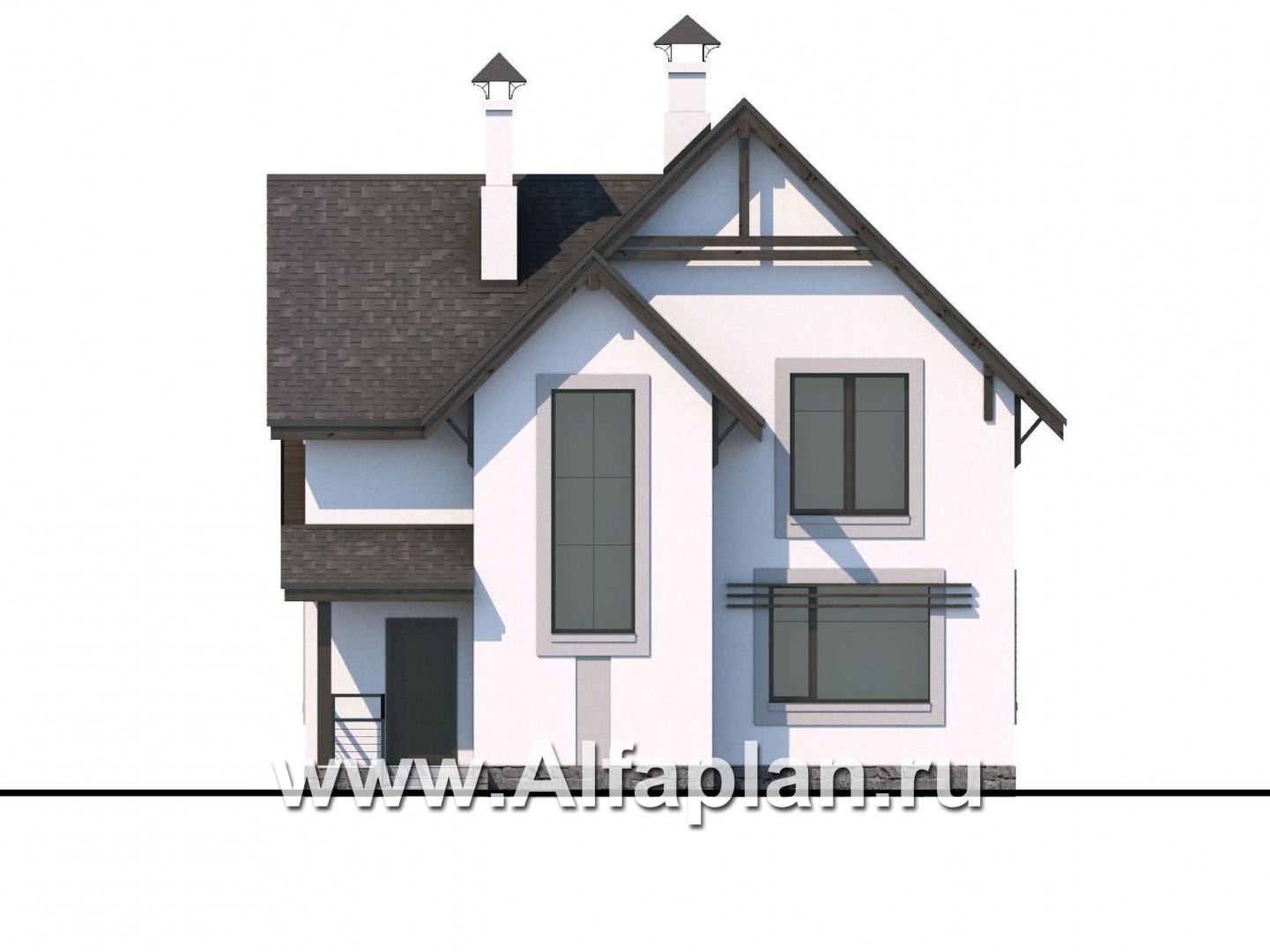 Проекты домов Альфаплан - «Арматор» - современный дом с террасой и лоджией - изображение фасада №4