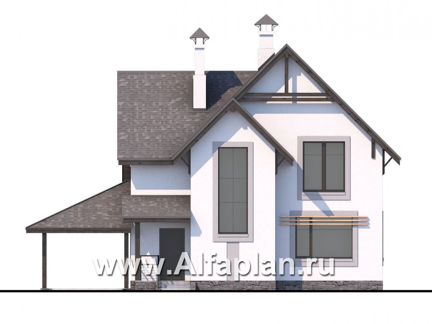 Проекты домов Альфаплан - «Арматор»- современный дом с террасой, лоджией и навесом для авто. - изображение фасада №4