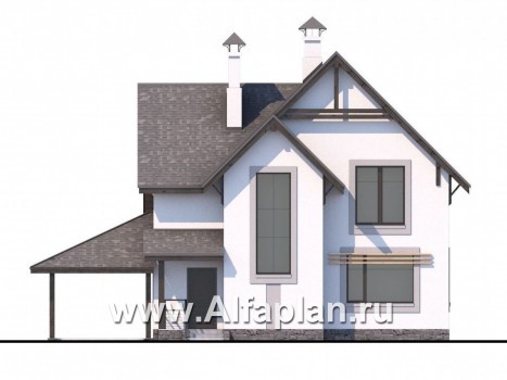 Проекты домов Альфаплан - «Арматор»- современный дом с террасой, лоджией и навесом для авто. - превью фасада №4