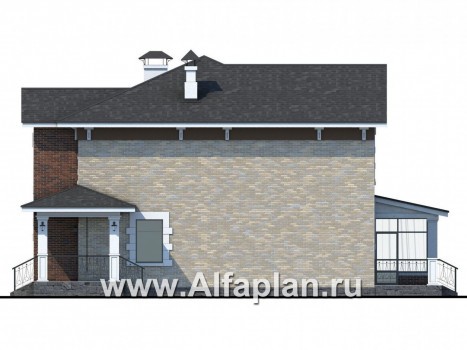 Проекты домов Альфаплан - «Равновесие» - изящный коттедж с террасами - превью фасада №2