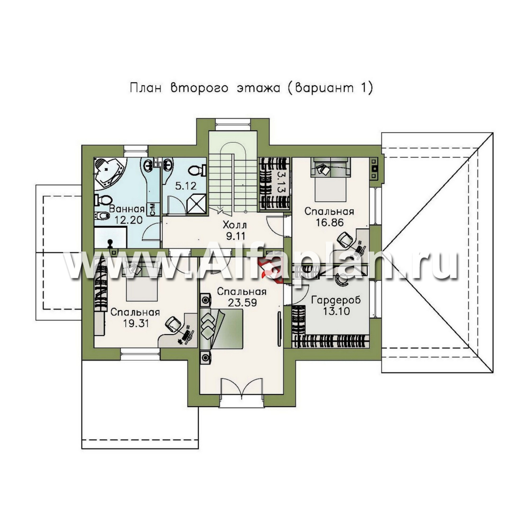 Проекты домов Альфаплан - «Ясная поляна»- коттедж для большой семьи с гаражом и бильярдной - план проекта №2