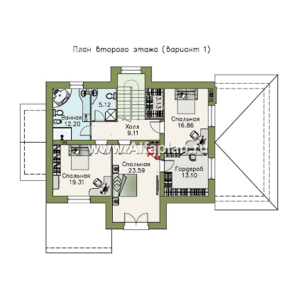 Проекты домов Альфаплан - «Ясная поляна»- коттедж для большой семьи с гаражом и бильярдной - превью плана проекта №2