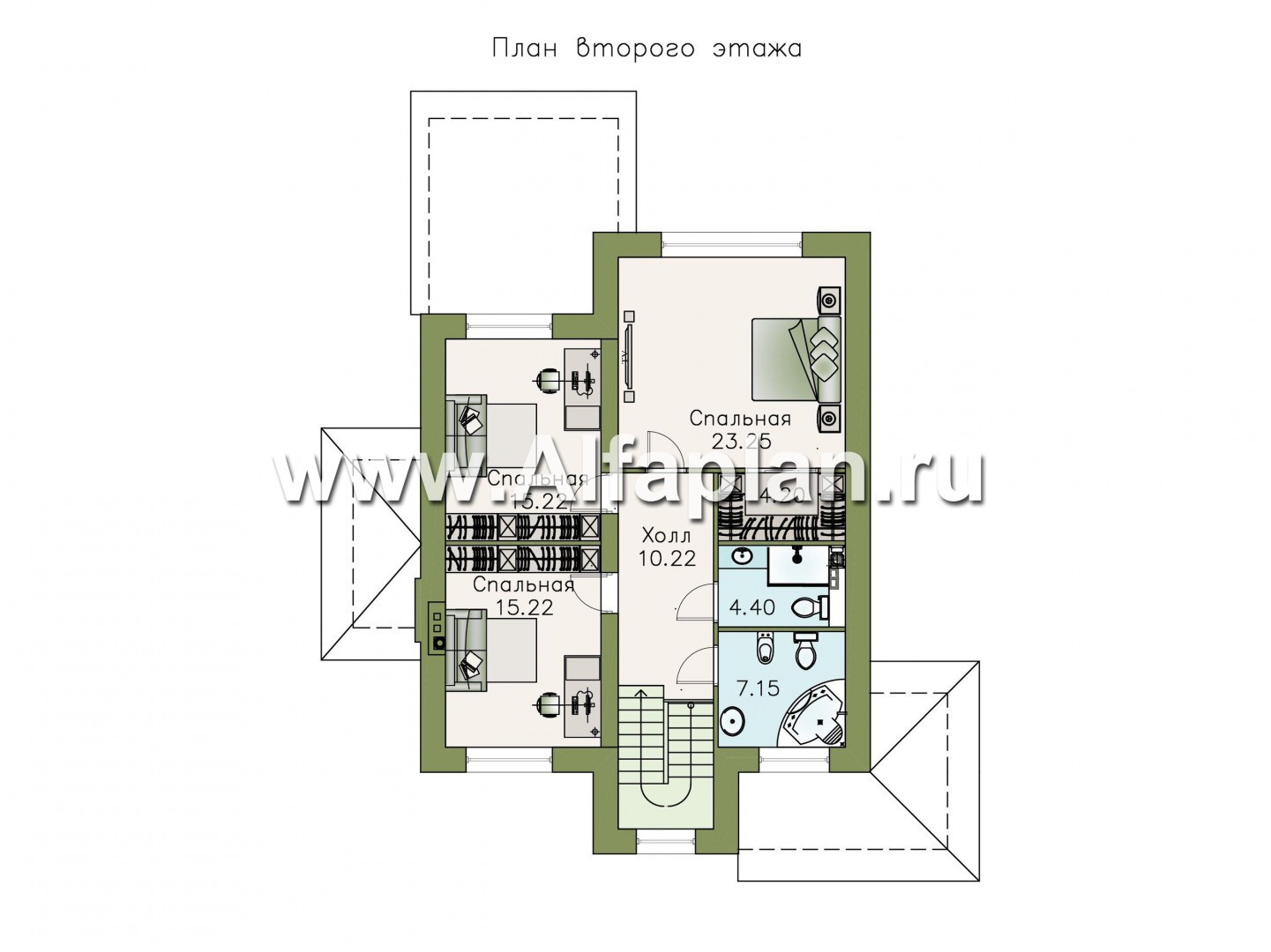 Проекты домов Альфаплан - «Снежная страна» - изящный коттедж с террасами - план проекта №2