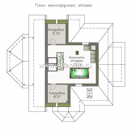 Проекты домов Альфаплан - «Вианден» - коттедж с высокой кровлей - превью плана проекта №3