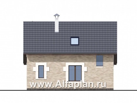 Проекты домов Альфаплан - Компактный дом с мансардой и большой террасой - превью фасада №4