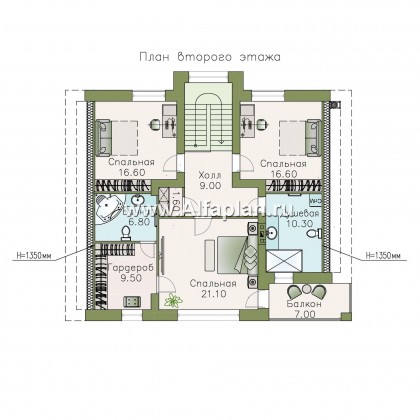 Проекты домов Альфаплан - «Ной и команда» - коттедж с двумя жилыми комнатами на 1 эт и с мансардой - превью плана проекта №2