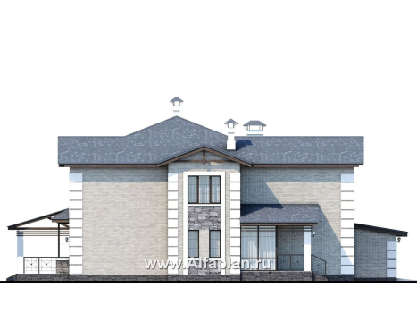 Проекты домов Альфаплан - «Вяземский» - просторный коттедж для узкого участка - превью фасада №3