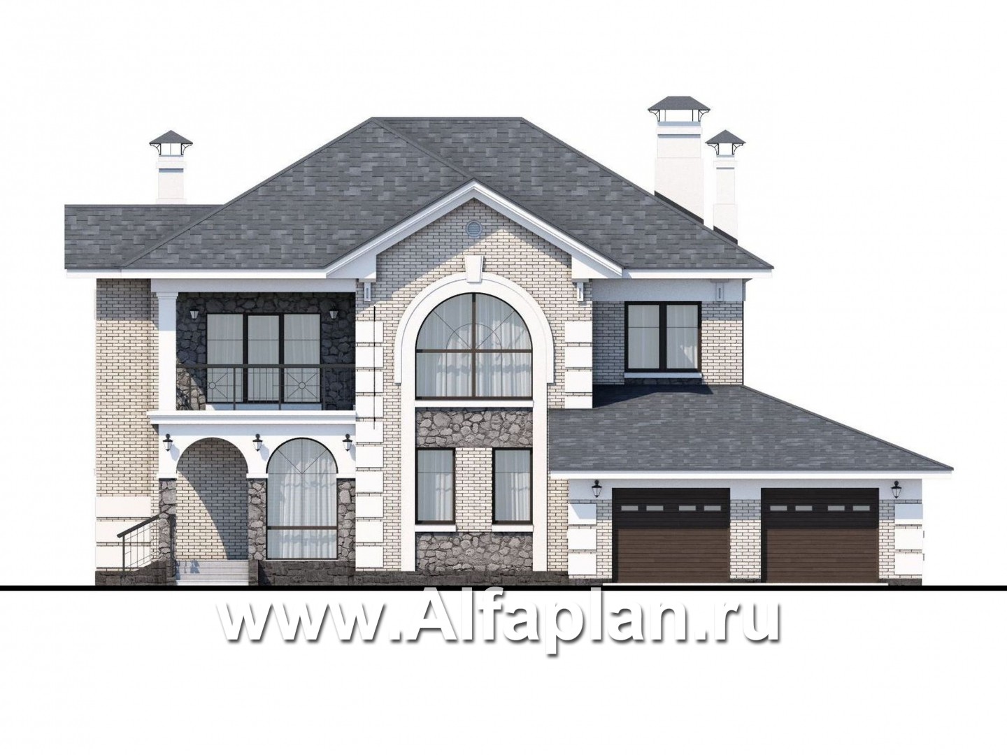 Проекты домов Альфаплан - «Затерянный рай» - коттедж с отличной планировкой и гаражом - изображение фасада №1