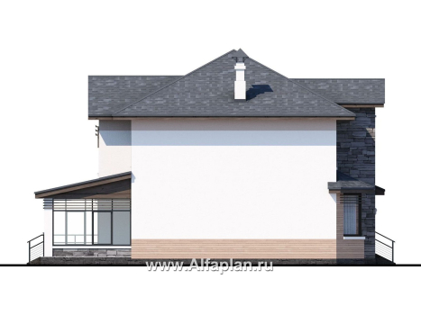 Проекты домов Альфаплан - «Оазис» - уютный коттедж с  комфортной планировкой - превью фасада №3