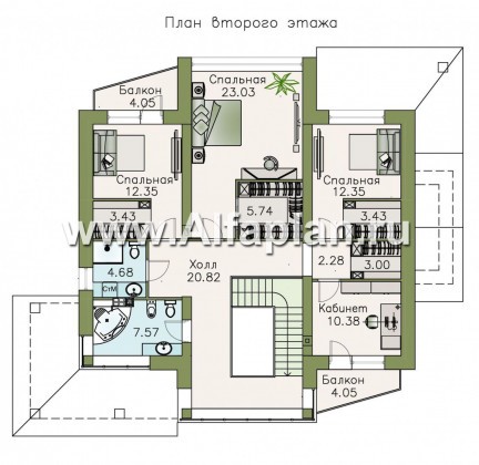 Проекты домов Альфаплан - «Аутентик» - современный комфортабельный двухэтажный коттедж - превью плана проекта №2