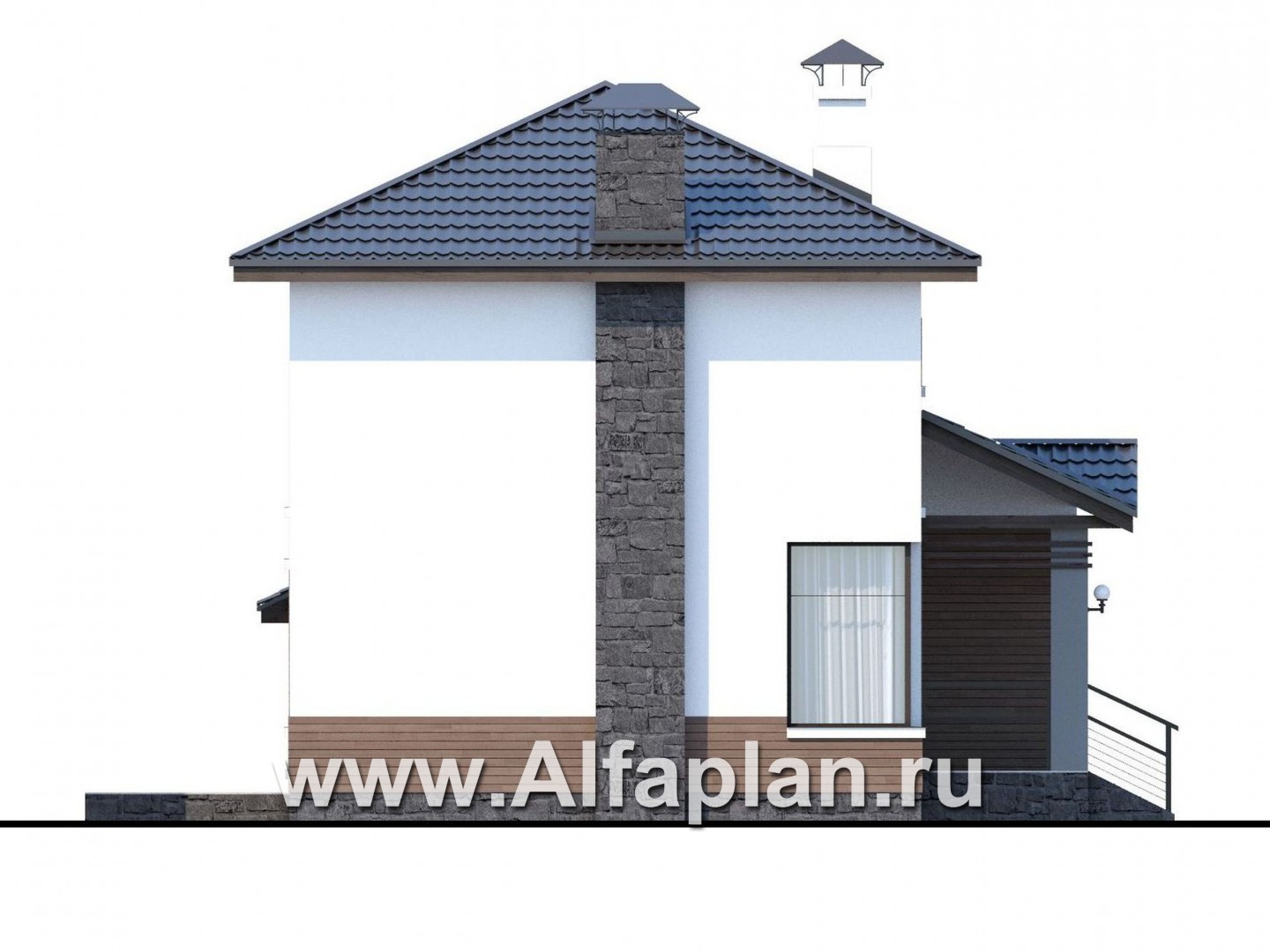 Проекты домов Альфаплан - Кирпичный дом «Карат» - навесом - изображение фасада №3