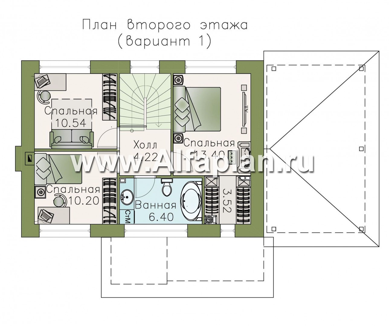 Проекты домов Альфаплан - Кирпичный дом «Карат» - навесом - план проекта №2